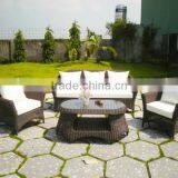 4 Pcs Outdoor Garden Plastic Rattan Sofa Set