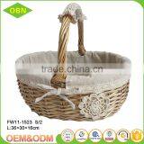 Wholesale Cheap Handmade Willow Woven Wicker Fruits Basket With Handle thumbnail-3