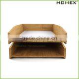 Stackable Bamboo Office a4 Paper File Tray Homex-BSCI thumbnail-1
