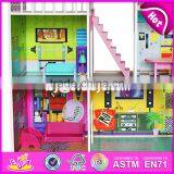2017 Best Gift Set Luxurious Wooden Kids Doll House With Furniture W06A246 thumbnail-3