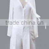 2016 New Summer Latest European Fashion 2 Pieces Casual Set Silk Women Shirt Short Loose Pants thumbnail-2