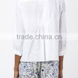 High Quality Ladies Fancy White Pleated Blouse Fashion Design thumbnail-3