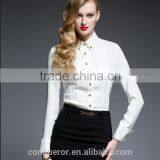 Ladies Slim Fit Long Sleeve Button Down Collar White Shirt Fashion Formal Shirt thumbnail-1