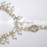 PEARL CRYSTAL Beads Payal ANKLETS Pair Feet Barefoot Sandal Toe Ring thumbnail-3
