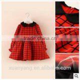 High Quality Red Plaid Long Sleeve Designer One Piece Children Princess Dress thumbnail-2