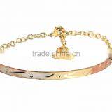 Imitation Three Tone Plated Bangle Bracelet With Extension Link Chain thumbnail-1