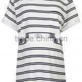 Cheap Double Stripe Short Sleeves Maternity T-shirt Wear With Front Pocket thumbnail-5