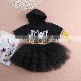 Summer One-piece Girl Child Dress Short Sleeve Lace Black Tutu Dress For Girl 2-7T thumbnail-4