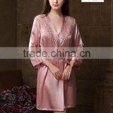 0857 Woman Sexy Lace Robe Satin Lace Robe thumbnail-1