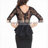 2016 OEM Customized Black One Piece Fashion Office Lady Women Dress Womens Wear thumbnail-2