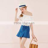 2017 Latest Fashion Design Lotus Leaf Sleeve Sexy Ladies Top Women Blouse for Wholesale thumbnail-3