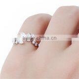 White Copper Open Rings Silver Tone Leaf thumbnail-1
