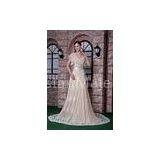 Champagne Short Sleeve V Neck Chiffon Prom Dress Long Evening Party Gowns With Lace thumbnail-1