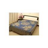 100% POLYESTER PRINTED BEDCOVER WITH FRINGES