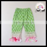 Quatrefoil lace floral patternd ruffle pants fashion icing legging capris kids clothes girls baby icing ruffle pants
