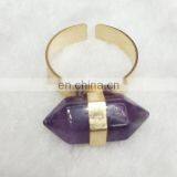 Natural Quartz Hexagon Gold Adjustable Rings thumbnail-2