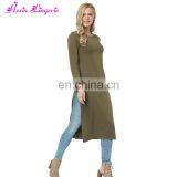 Factory Price Sexy Front Split Long Sleeve Clothes Long One Piece Women Dress 2017 thumbnail-4