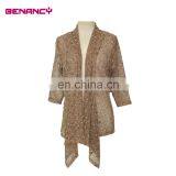 Old Ladies Mesh Knot 3 Quarter Sleeve Bolero See-through Cardigan