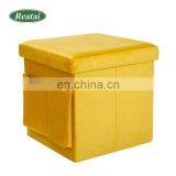 Reatai Blue Tufted Velvet Storage Folding Dine Indoor Stool Ottoman Chair thumbnail-7