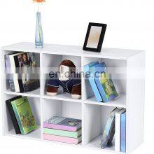 Woodenr Bookshelf Display Storage Shelf With 6 Compartments