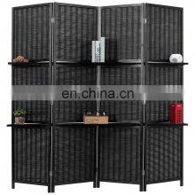 Black Bamboo Folding Homedecor Screen Room Divider