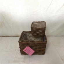 HOT Handmade Square Willow Wicker Storage Basket thumbnail-1