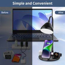 Desktop Mobile Phone Stand Desk Lamp 4 in 1 Multi-function 15W Wireless Charger Mobile Phone Smart Watch Charger thumbnail-3