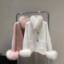 Sweetheart Baby's New Autumn and Winter Style Fox Fur Collar Double-sided Cashmere Coat, Women's Short Woolen Coat, Exuding a Sense of Luxury thumbnail-2