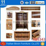 Bedroom Furniture Armoire RB5343 Three Doors Wardrobe Light Beech Color With Mirror Garderobe thumbnail-3