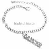Genuine Austrian Clear Crystal "Dancer" Charm Chain Link Bracelet thumbnail-1