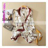 New Arrival Vintage Stlye Imitated Silk Gold Chain Scarves Beach Shawls thumbnail-1