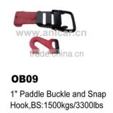 OB09 1" Paddle Buckle and Snap Hook