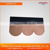 Guangzhou building material wananel Asphalt copper roofing tiles, copper Fish Scale Roof Tile