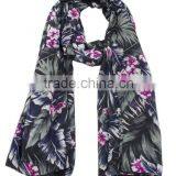 Newest Style Fashion Flower Printed Silk Scarf Painting Ladies Chiffon Scarf thumbnail-3