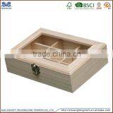 Handmade Wooden Tea Bag Decorative Storage Set Boxes With Glass Lid thumbnail-4