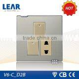 Classic Design Metal Plate 3 Gang British Socket