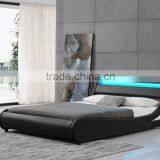 Stunning Modern Design LED Bed in Black Leather Quality Choice thumbnail-1