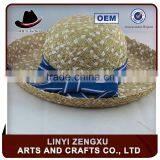 Paper Ladies Summer Hat Natural Grass Straw Boater Hat With Lace