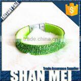 Hot Selling Handcraft Bright Green Crystal Leather Bracelet/bangles thumbnail-1
