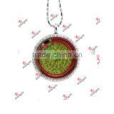 Alloy 30mm Rhinestone Round Plates Lockets Necklace Christmas Gifts thumbnail-1