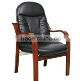 luxury PU and wooden visitor chair
