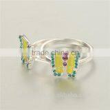 Hot Sale Silver Ring Fancy Yellow Enamel Color Butterfly Custom Logo Silver 925 Cheap Rings thumbnail-4