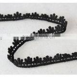 New Design 1.4cm Width Narrow Black Lovely Flower Scallop Cotton Crochet Lace Trims thumbnail-5
