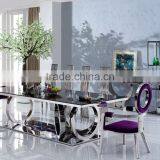 304 Shiny Stainless Steel Dining Room Table With Fabric Dining Chair thumbnail-1