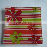 Colorful Flower Printing Glass Square Plate thumbnail-1