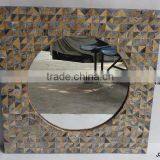 Grey Bone and Wooden Mosaic Round Mirror and Square Outer Available in All Sizes and Styles thumbnail-1