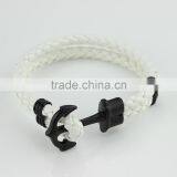 Hot Sale Mens PU Leather Bracelet Handmade Anchor Bracelet thumbnail-1