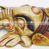 Hand Crafted Wooden Mask of Hindu Lord Ganesh Wall Hanging Made In Nepal thumbnail-3