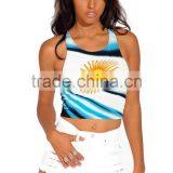 Summer Ladies Custom Flag Sun Graphic Sexy Crop Tank Tops thumbnail-3
