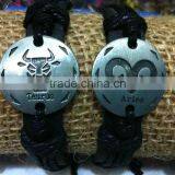 Taurus Sign Leather Bracelet,Aries Sign Leather Bracelet,Zodiac Sign Leather Bracelet thumbnail-1